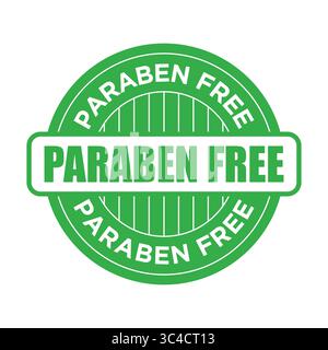 Paraben Free stamp sticker vector illustration. Green Paraben Free Badge Vector for Natural Cosmetic and Organic Product packaging Label Stock Vector