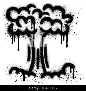 Radial explosion graffiti. Exploding bursts, round explosions cloud and exploded bomb effect with black spray paint. Stock Vector
