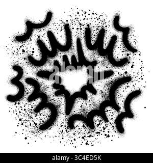 Radial explosion graffiti. Exploding bursts, round explosions cloud and exploded bomb effect with black spray paint. Stock Vector