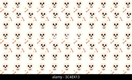 skulls Halloween Pattern Desktop Wallpaper brings a chilling charm to your screen. Featuring a seamless pattern of intricately designed skulls mixed w Stock Photo