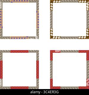 Simple square borders. Magenta design with texture. Minimal decorative blocks. Stock Vector