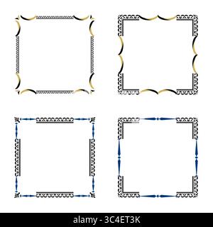 Blue frame icon. Calm border symbol. Grid pattern detail. Vector frame ...