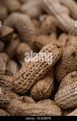 Freshly harvested and sun-dried peanuts in shell filling the frame. Ideal for websites, agricultural blogs, packaging design, or farming-related magaz Stock Photo
