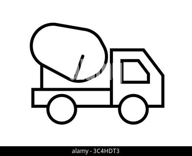 This simple line drawing depicts a cement mixer truck, ideal for construction and industrial projects. A versatile image for various uses in design. Stock Vector