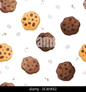Seamless pattern with chocolate chip cookies Stock Vector