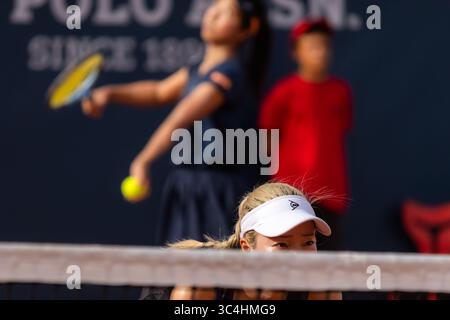 Palermo, Italy. 26th July, 2025. Palermo Ladies Open 2025: Estelle Cascino and Shuo Feng vs Momoko Kobori and Ayano Shimizu. Momoko Kobori during the final match in Palermo. (Photo by Antonio Melita/Pacific Press) Credit: Pacific Press Media Production Corp./Alamy Live News Stock Photo