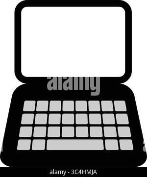 A simple icon of a black laptop with a white screen and trackpad, set against a plain white background. Stock Vector