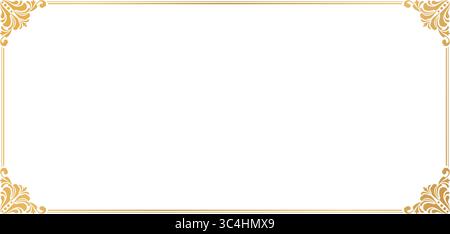 rectangle Decorative frame Elegant element corner for design in Eastern style, place for text. Floral golden border. Lace illustration for invitations Stock Vector