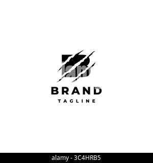 Letter B Torn by Wild Animal Claws Logo Design. Wild Animal Claws on Letter B Logo Design. Stock Vector