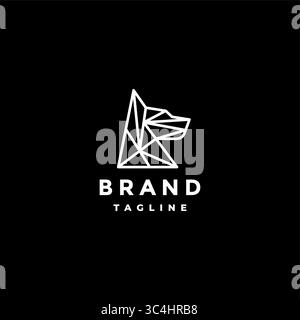Simple Black Dog Mosaic Fragment. Mosaic Dog Head Construction Lines Logo Design. Stock Vector