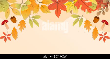 autumn horizontal banner illustration with copy space area Stock Vector