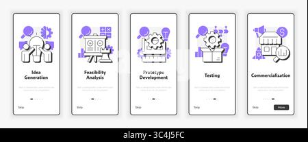 Innovation funnel mobile onboarding screen Stock Vector