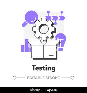Testing flat outline concept icon Stock Vector