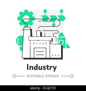 Industry flat outline concept icon Stock Vector