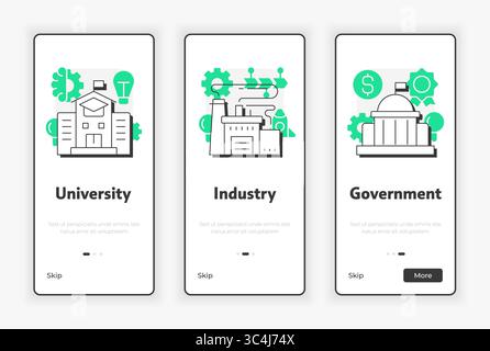 Triple helix model mobile onboarding screen Stock Vector