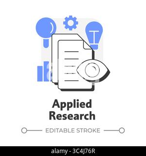 Applied research flat outline concept icon Stock Vector