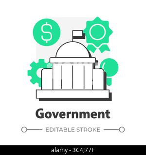 Government flat outline concept icon Stock Vector