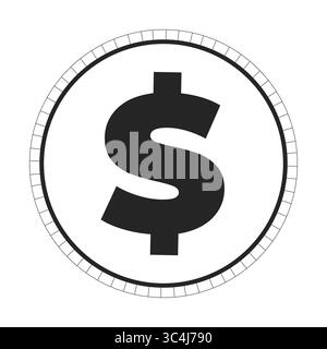 Dollar coin symbol 2D line object Stock Vector