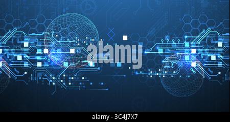 Abstract circuit board background with sphere. Hi-tech digital technology concept. Vector. Stock Vector