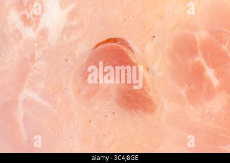 Slices of ham, thinly sliced sausage. Ham texture background. Close-up, top view. High quality photo Stock Photo