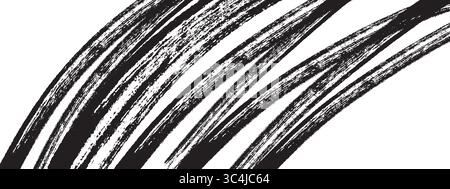 Grainy brush strokes with spray texture. Abstract rough design with scattered speckles and bold lines. Retro grunge bg Stock Vector