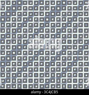 Seamless geometric pattern with isometric cube tiles in gray tones Stock Vector