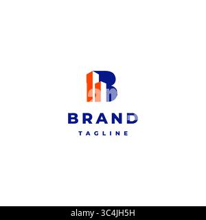 Initial Letter B Building Silhouette logo. Two Tower Icons Inside B Letter Logo Design. Stock Vector