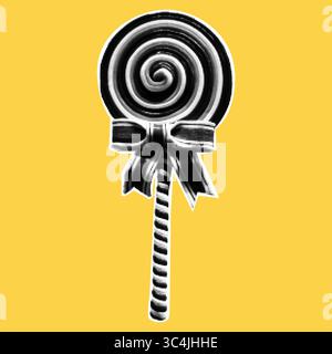 Halftone vintage christmas lollipop collage. Merry Christmas and Happy New Year. Vector cut out holiday element Stock Vector