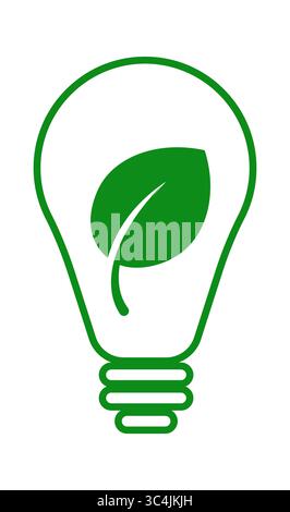 Eco friendly lightbulb icon with natural leaf shape clean minimalist vector for green business innovation and environmental awareness themes Stock Vector