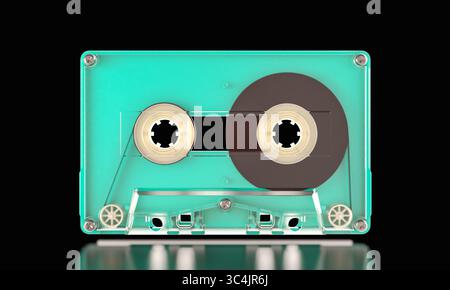 audio cassette tape isolated on a black background 3d Stock Photo
