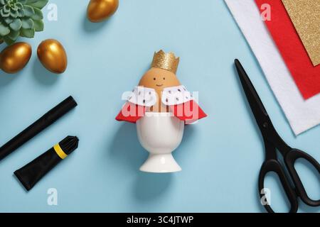 DIY Easter Egg King. Step-by-step instructions. Step 11. The craft is ready. Stock Photo