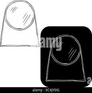 table mirror Isolated logo. Vector graphic line ink illustration. makeup decor, dressing space, home room table mirror sign. Illustration for beauty s Stock Vector