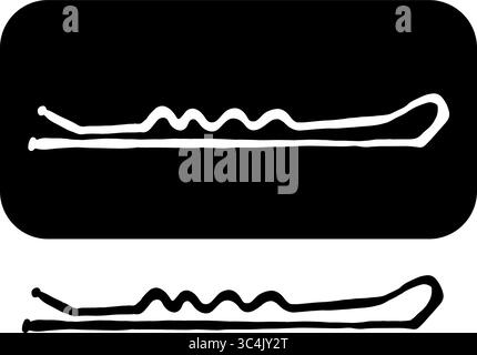bobby pin Isolated logo. Vector graphic line ink illustration. hair pin Silhouette sign for logo, print, comics, fashion, pop art, boards, design, sti Stock Vector