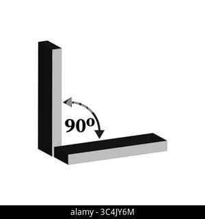 Angle measurement icon. Ninety degree sign. Geometric corner Vector. Architectural graphic element. Stock Vector