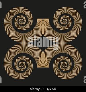 Abstract spiral patterns. Geometric swirl forms. Optical art Vector. Modern decorative elements. Stock Vector