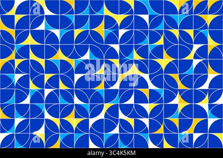 Abstract geometric background, brutalism bauhaus style elements in random order, different colors, seamless vector geo bg pattern, simple flat geometr Stock Vector