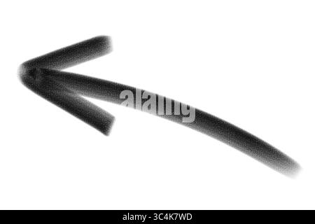 Hand-drawn Black Marker Arrow Isolated on a Transparent Background, Grunge Hand painted arrow drawn with ink brush. Png clipart isolated on transparen Stock Photo
