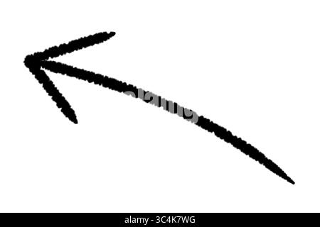 Hand-drawn Black Marker Arrow Isolated on a Transparent Background, Hand Drawn Brush Stroke Arrow Stock Photo
