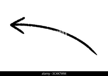 Hand-drawn Black Marker Arrow Isolated on a Transparent Background, Hand Drawn Brush Stroke Arrow Stock Photo