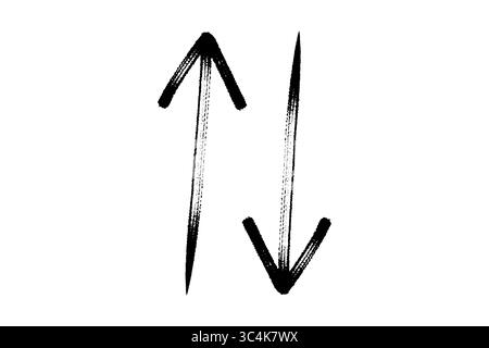 Hand painted arrows drawn with brush. Arrow Icon curved, Png clipart isolated on transparent background, Grunge style Stock Photo
