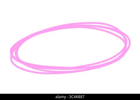 Hand Drawn Pink Circle and Oval Outline, Highlight Marker Scribble, Round Doodle Elements Isolated on Transparent Background, Circle PNG Stock Photo