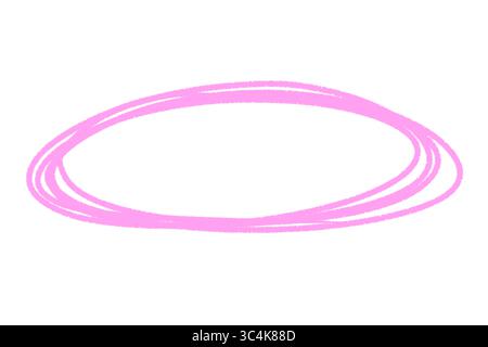 Hand Drawn Pink Circle and Oval Outline, Highlight Marker Scribble, Round Doodle Elements Isolated on Transparent Background, Circle PNG Stock Photo
