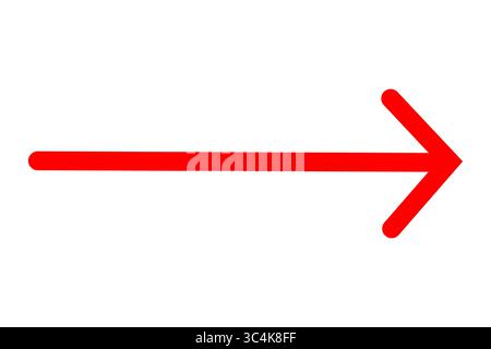 Straight Red Arrow PNG, Direction Symbol, Isolated on Transparent Background Stock Photo