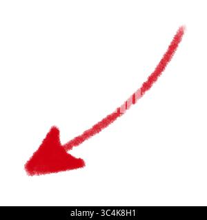 Hand Drawn Red Arrow, Doodle Sketch Arrow Element, Isolated on Transparent Background Stock Photo