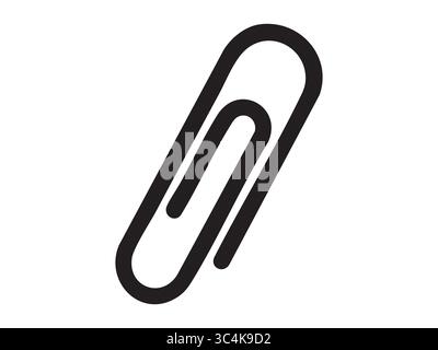 Black silhouette of paperclip isolated on white background, graphic illustration. concept of office supply, stationery, icon, symbol, design element, Stock Vector