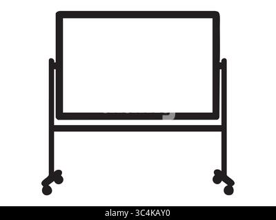 Black silhouette of flip chart on stand, isolated on white background, graphic illustration. concept of presentation, office tool, educational equipme Stock Vector