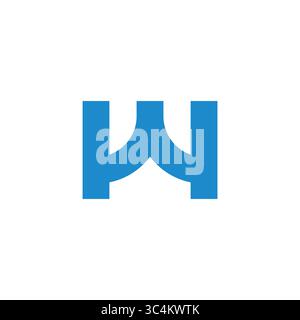 letter wy w4 simple geometric linked connect lines logo Stock Vector