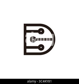 letter d dots lines technology simple logo vector Stock Vector
