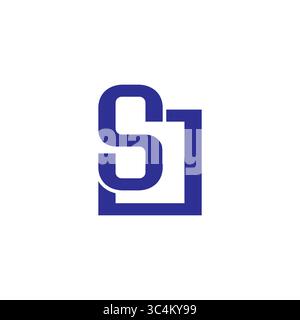 letter sj simple linked geometric square logo vector Stock Vector
