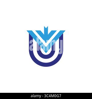 letter vu stripes arrow motion geometric logo vector Stock Vector